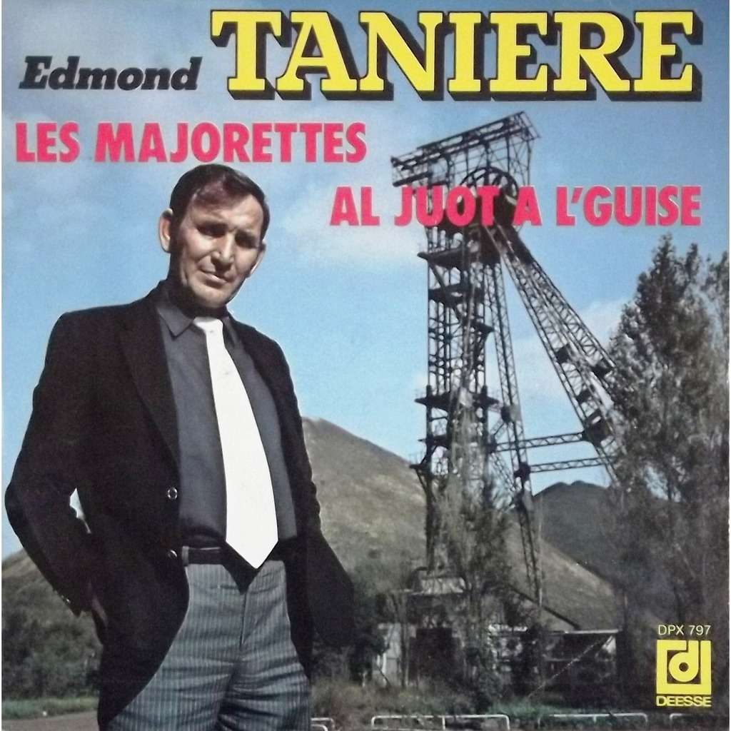 Edmond Tanière - pochette du vinyle - Les majorettes al juot a l'guise Edmond Tanière jeune dans un paysage minier